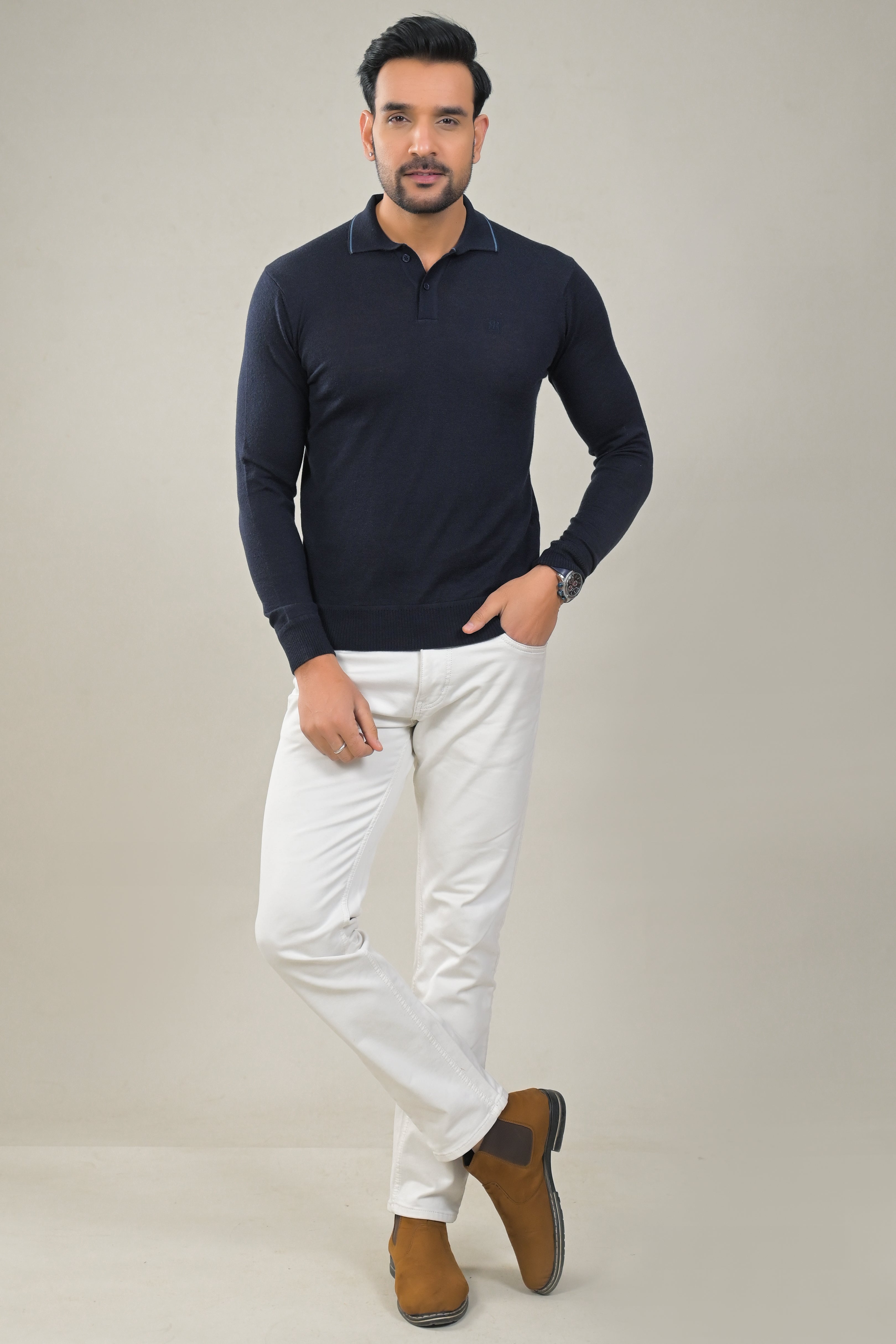 Raymond Mens Classic Textured Polo Neck Sweater