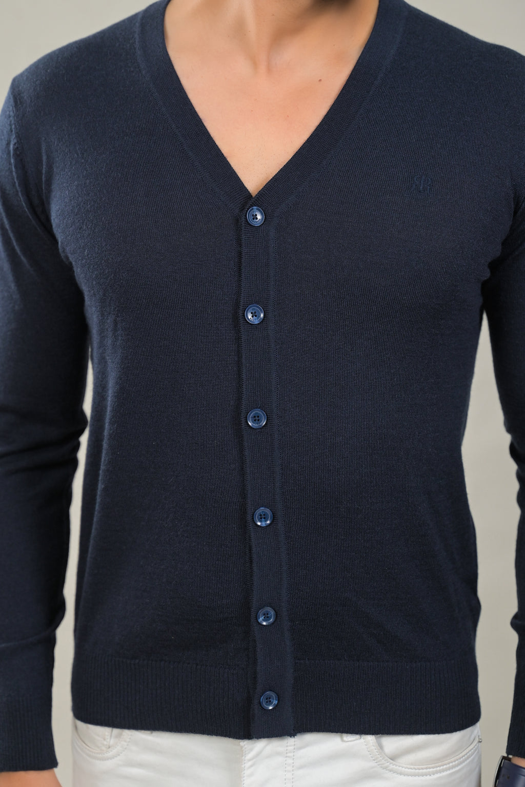 Raymond Solid V-Neck Buttoned Knit Cardigan Sweater