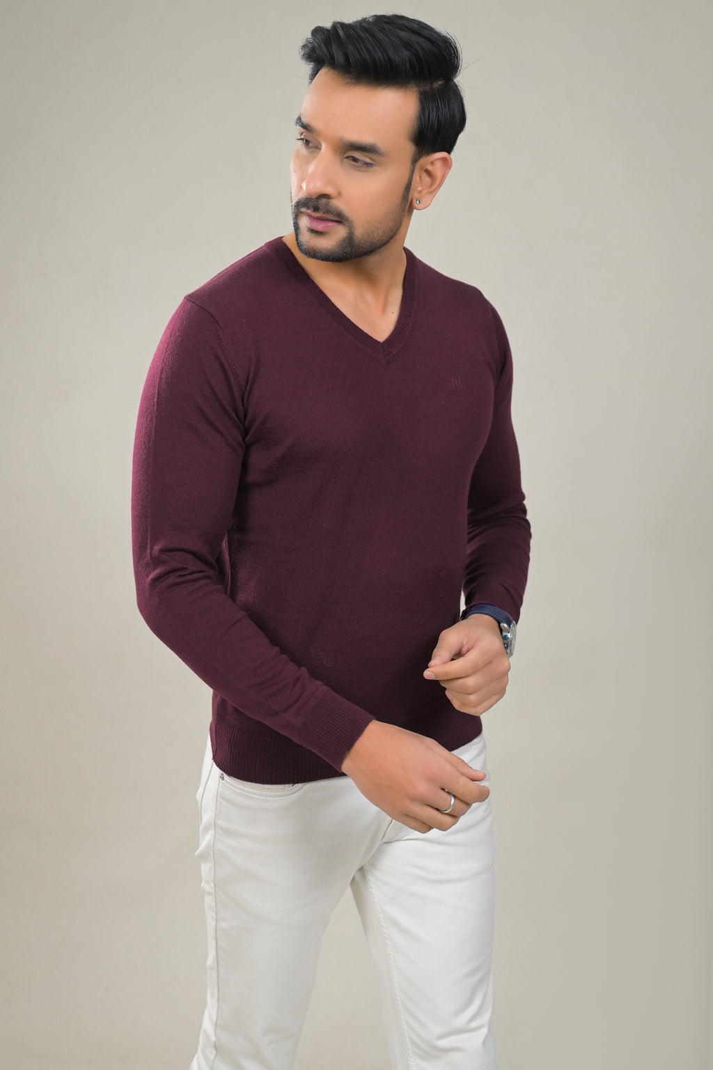 Raymond Solid V-Neck Knit Pullover Sweater
