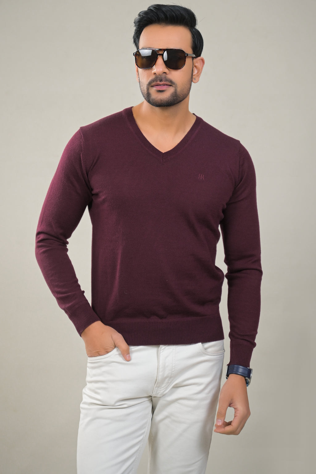 Raymond Solid V-Neck Knit Pullover Sweater