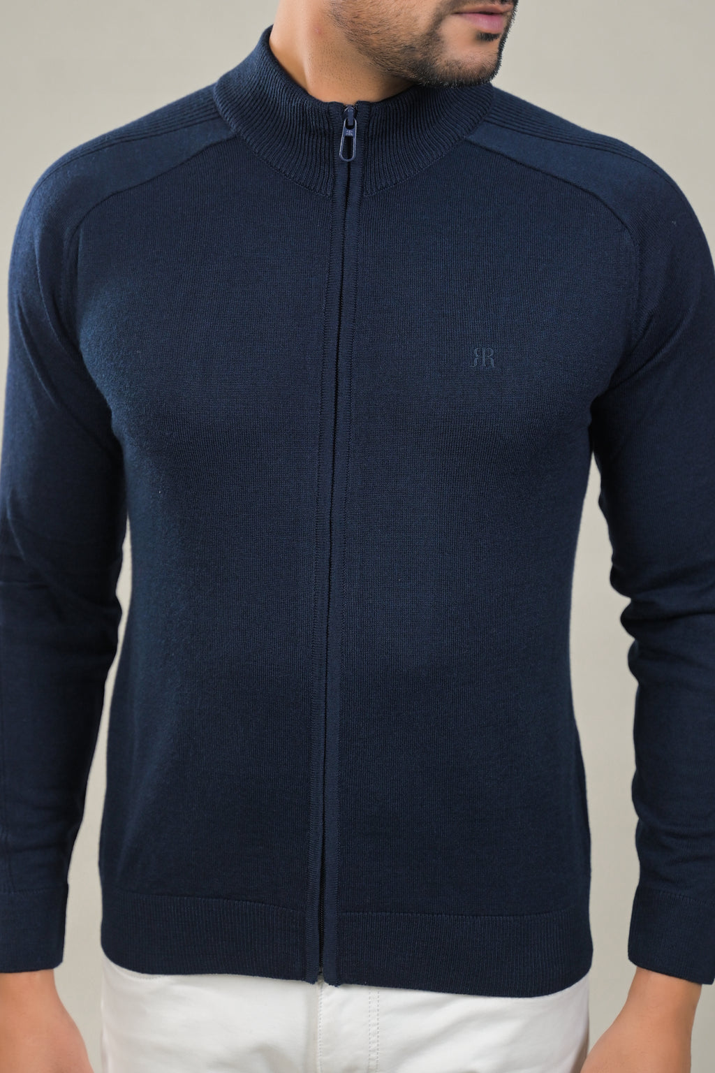 Raymond Solid Full Zipper Knit Sweater
