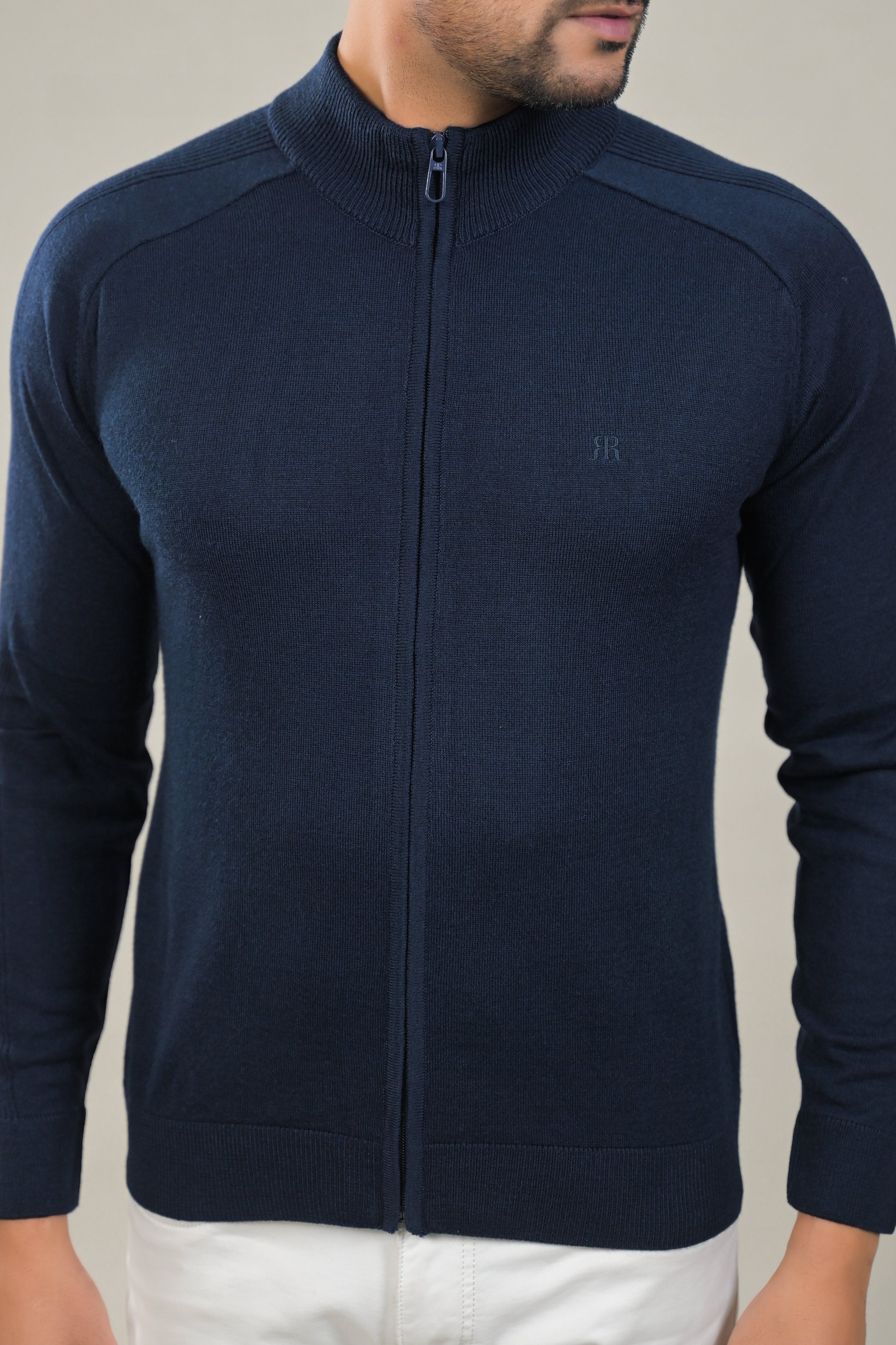Raymond Solid Full Zipper Knit Sweater