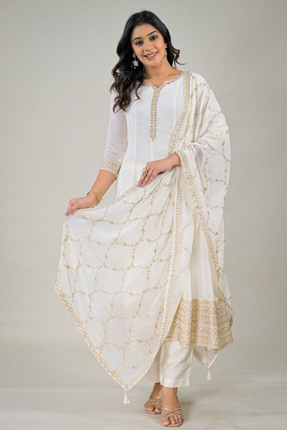 Soul Armor Premium Off-White Embroidered Kurta Set