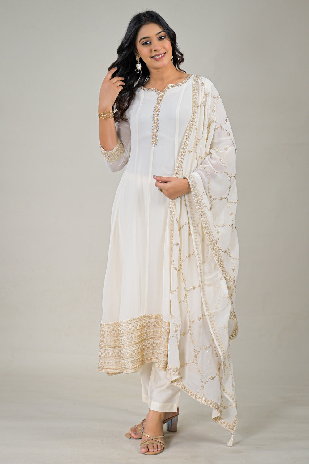 Soul Armor Premium Off-White Embroidered Kurta Set