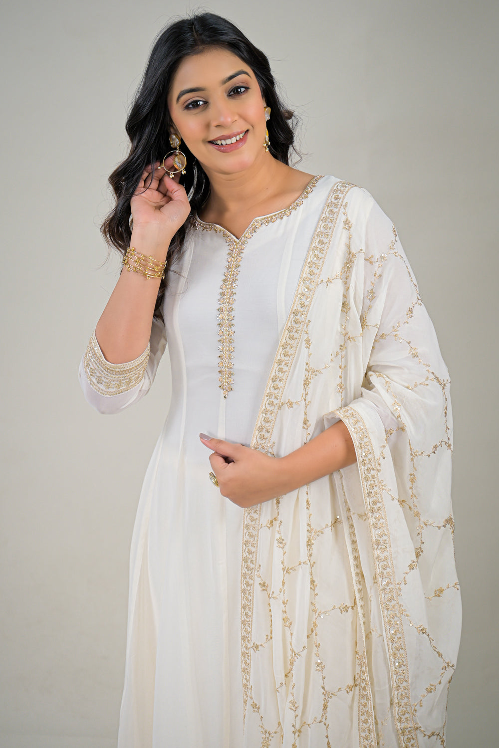 Soul Armor Premium Off-White Embroidered Kurta Set