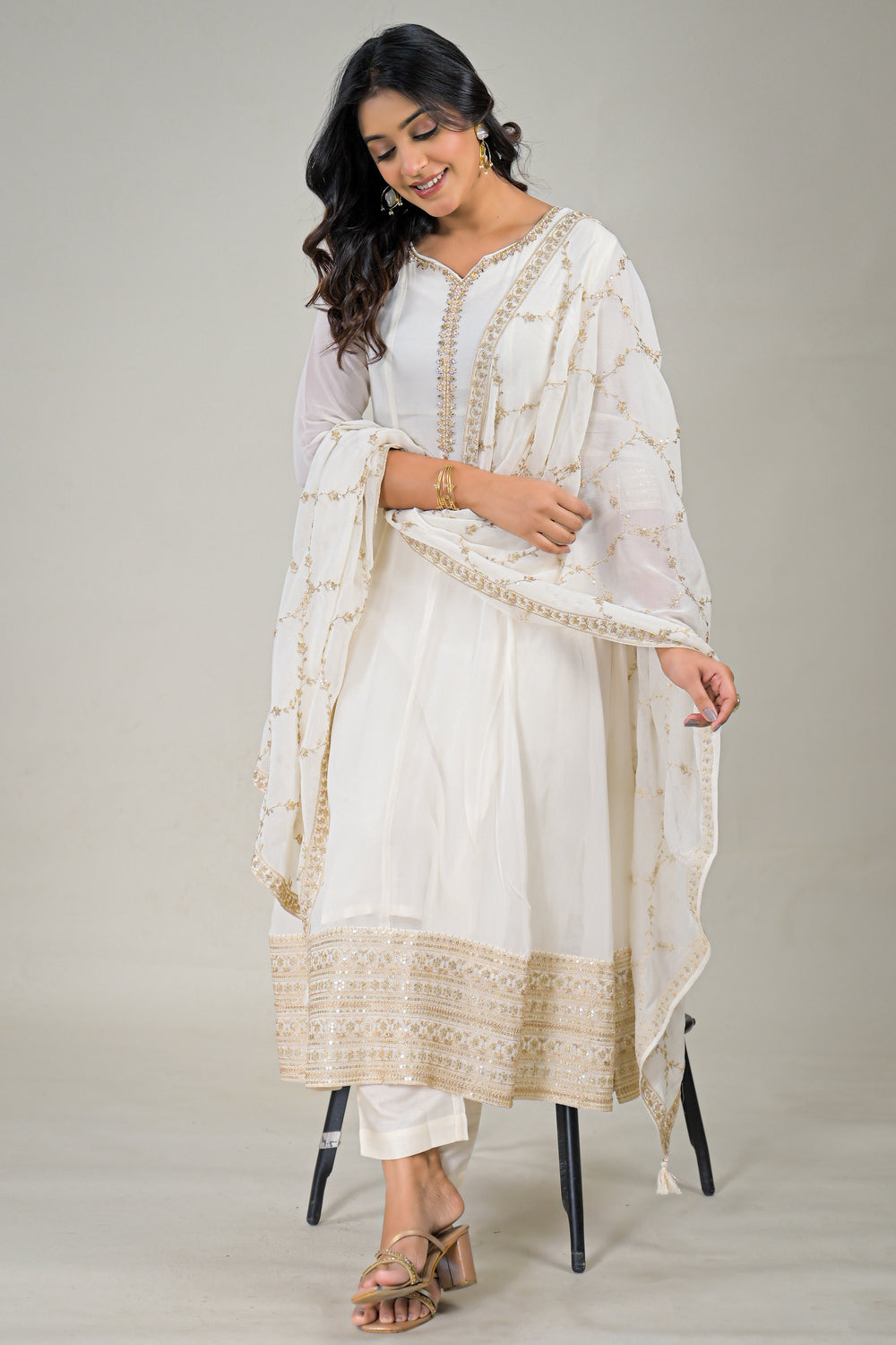 Soul Armor Premium Off-White Embroidered Kurta Set