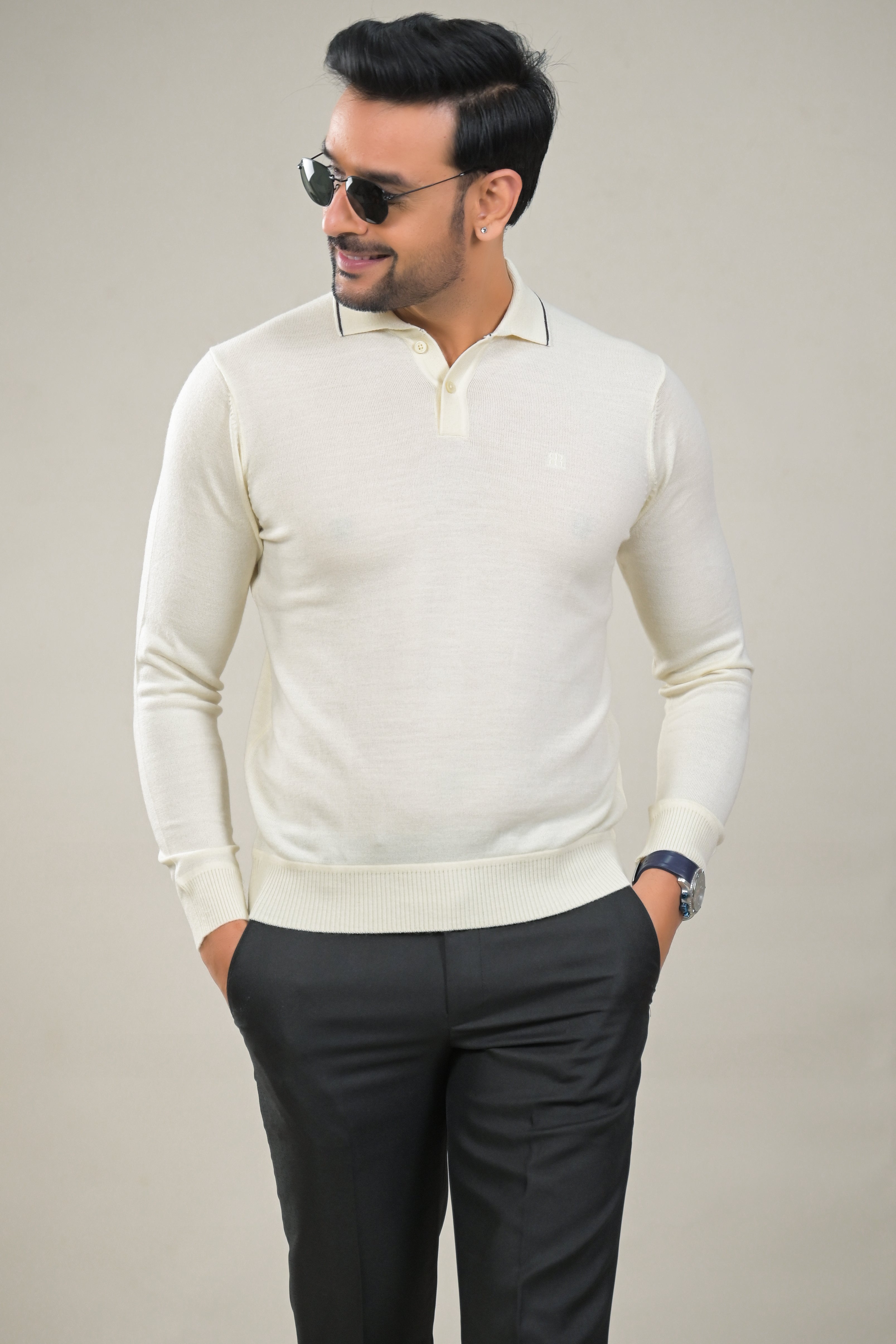 Raymond Mens Classic Textured Polo Neck Sweater