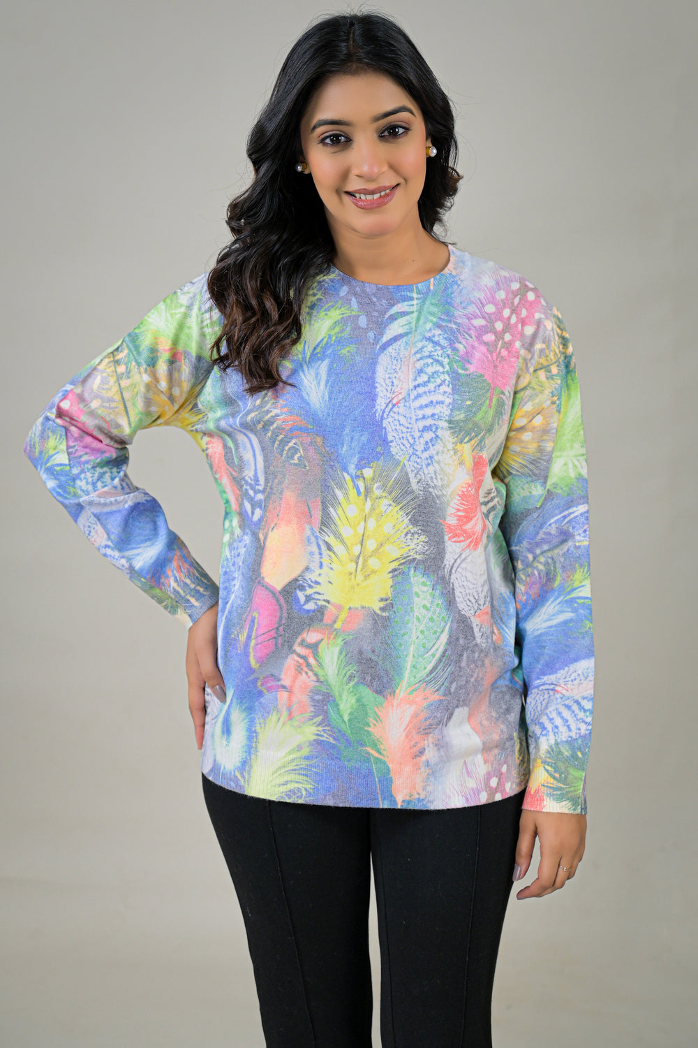 Soul Armor All-Over Tropical Printed Full Sleeve Ladies Top