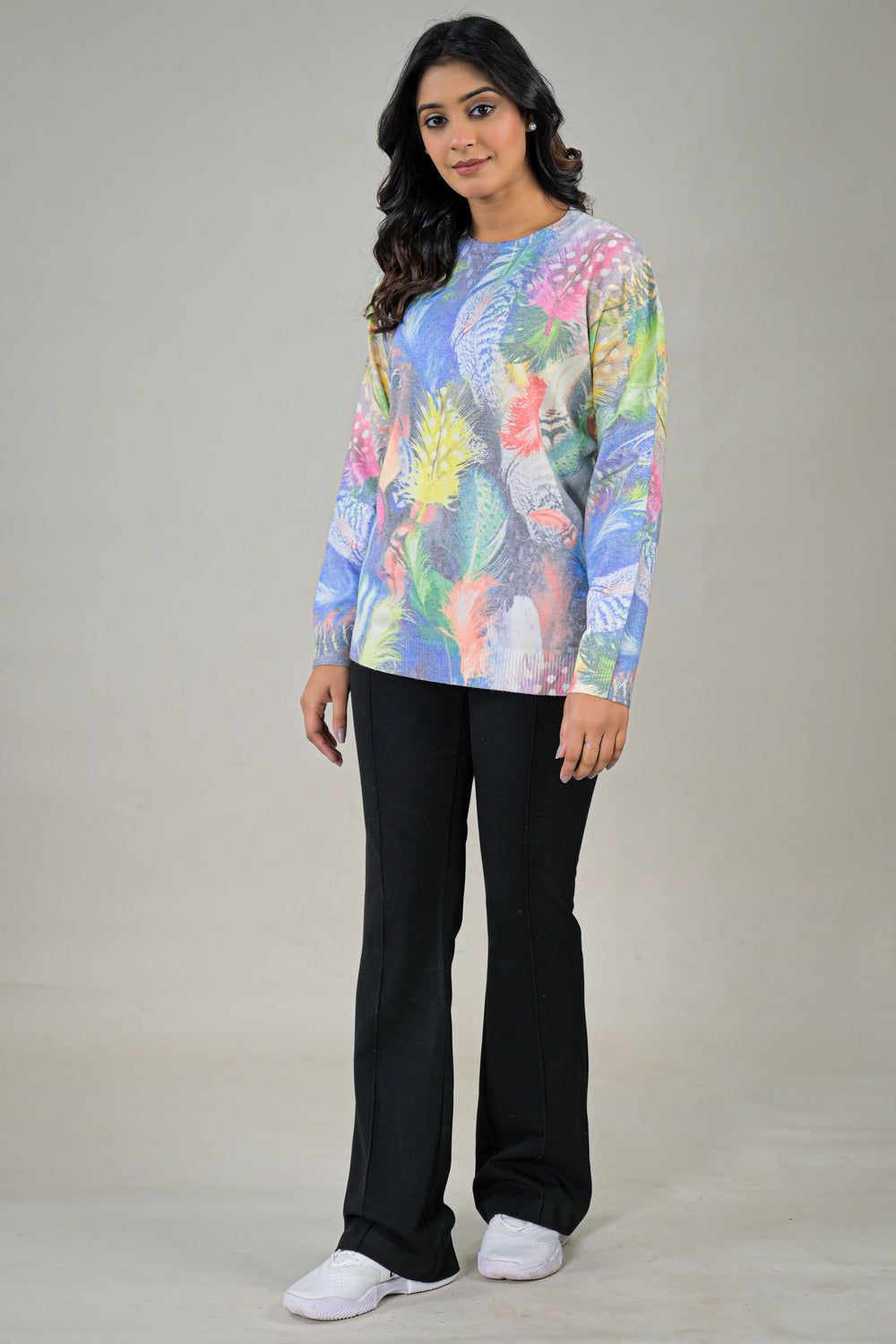 Soul Armor All-Over Tropical Printed Full Sleeve Ladies Top