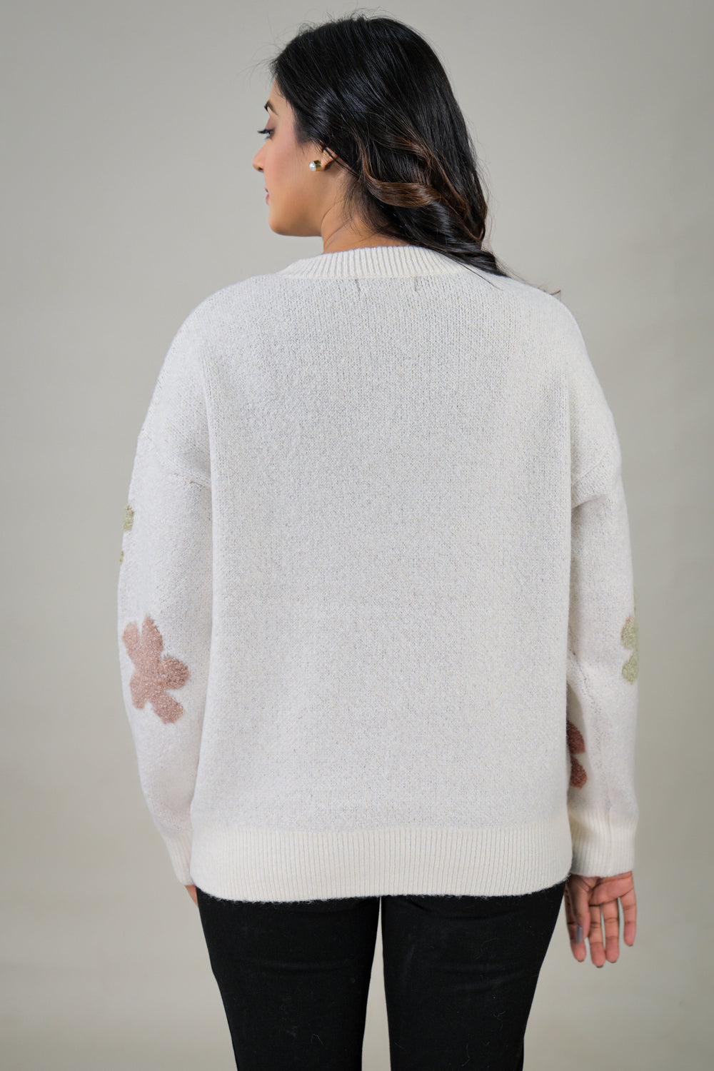 Soul Armor Floral Pattern Knit Full Sleeve Winter Ladies Sweater
