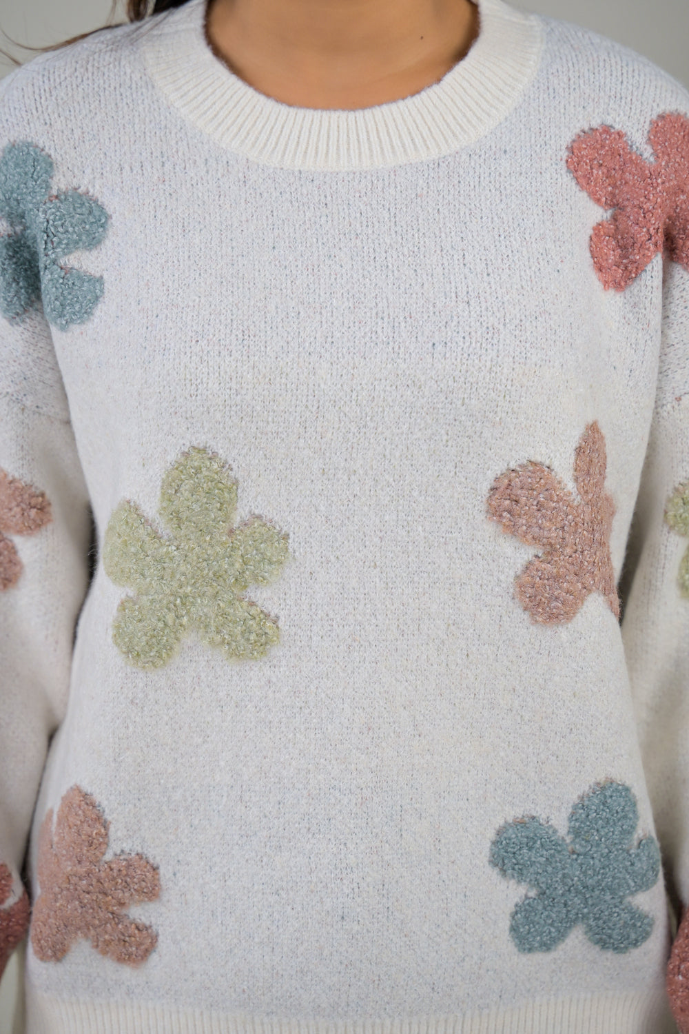 Soul Armor Floral Pattern Knit Full Sleeve Winter Ladies Sweater