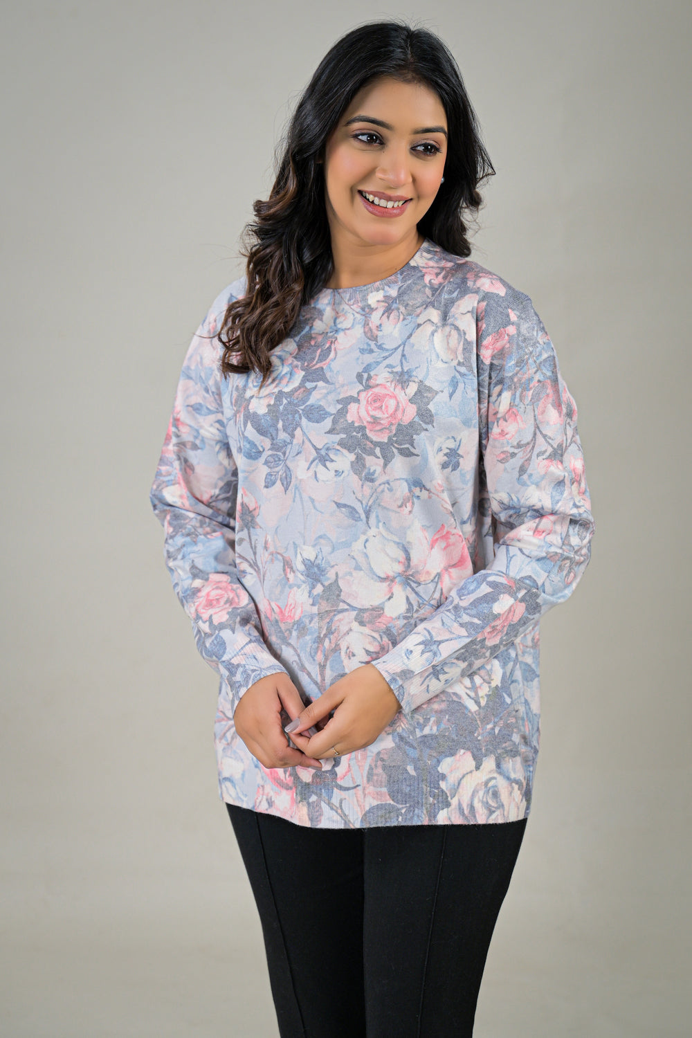 Soul Armor Stylish Floral Printed Winter Wear Ladies Top