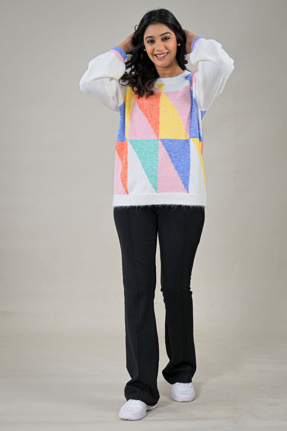 Soul Armor Abstract Geometric Design Full Sleeve Sweater