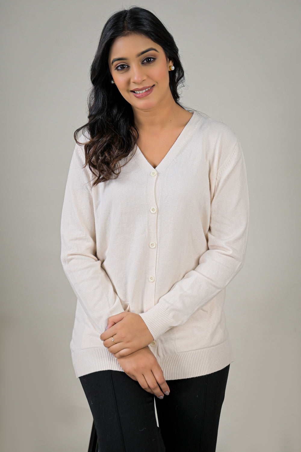 Soul Armor Solid Full Sleeve Button Cardigan Sweater