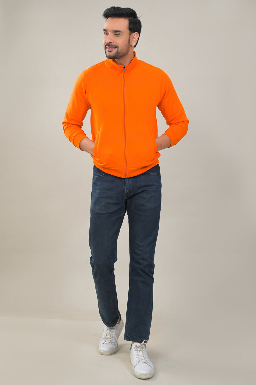 Elevate Solid Full Zip High Neck Mens Sweatshirt