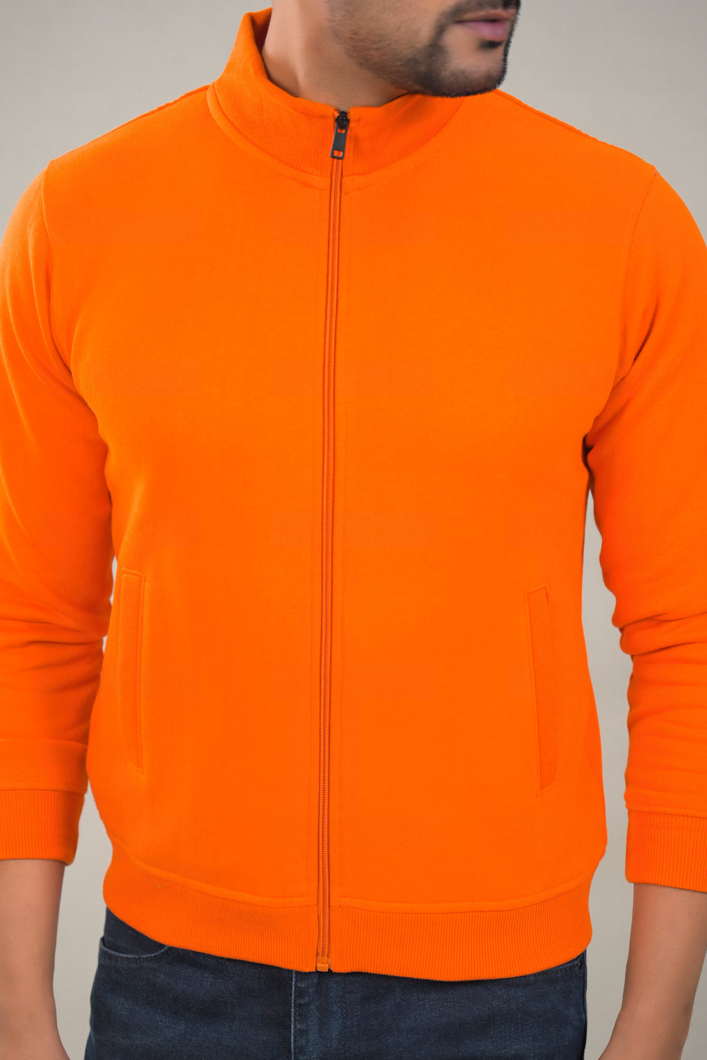 Elevate Solid Full Zip High Neck Mens Sweatshirt