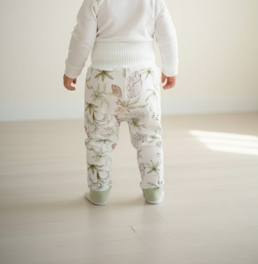 Vats Lil Luxe Green Allover Floral Printed Baby Bottom with Elastic Waist