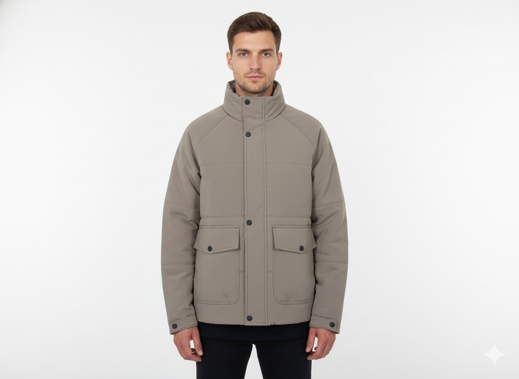 Soul Armor Men’s Solid High-Neck Full Zip Jacket with Front Button Placket