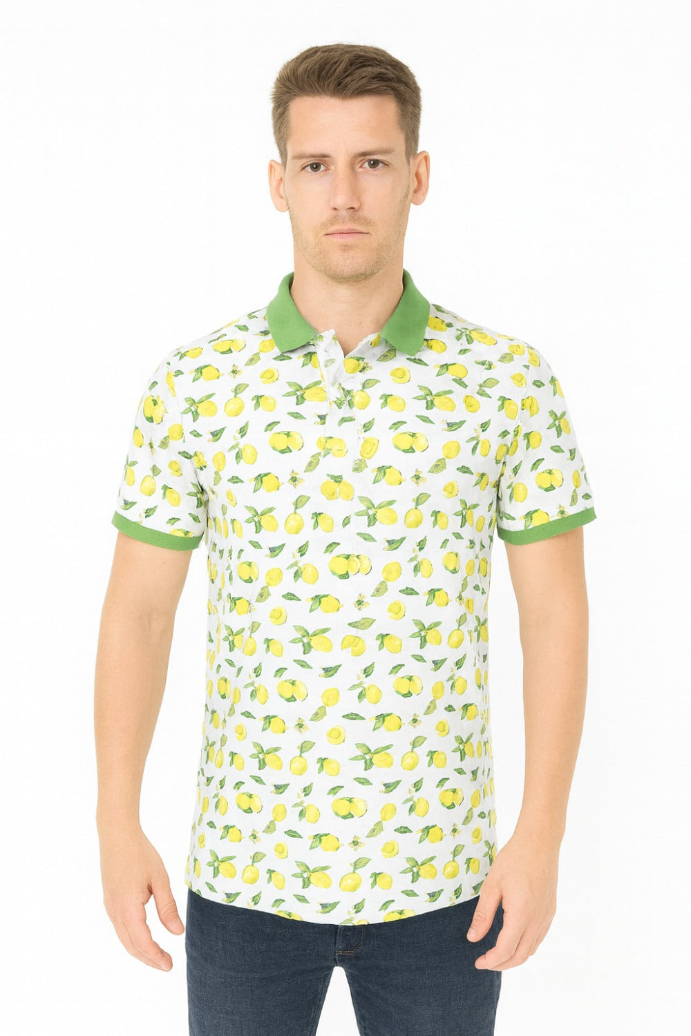 Parx Lemon Citrus Print  Half Sleeve Polo T-shirt