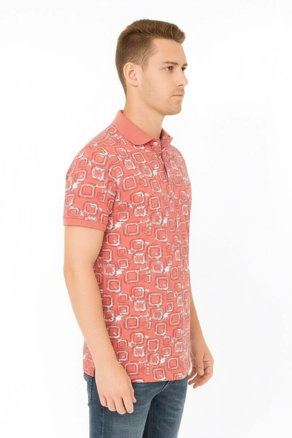 Parx Half Sleeve Geometric Print Polo T-shirt