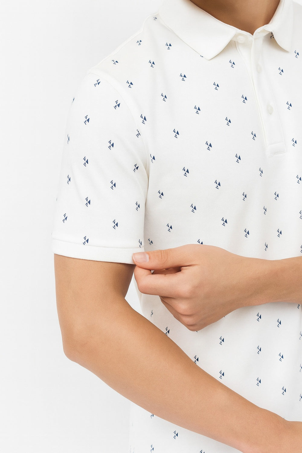 Louis Philippe White Printed Half Sleeve Polo T-shirt