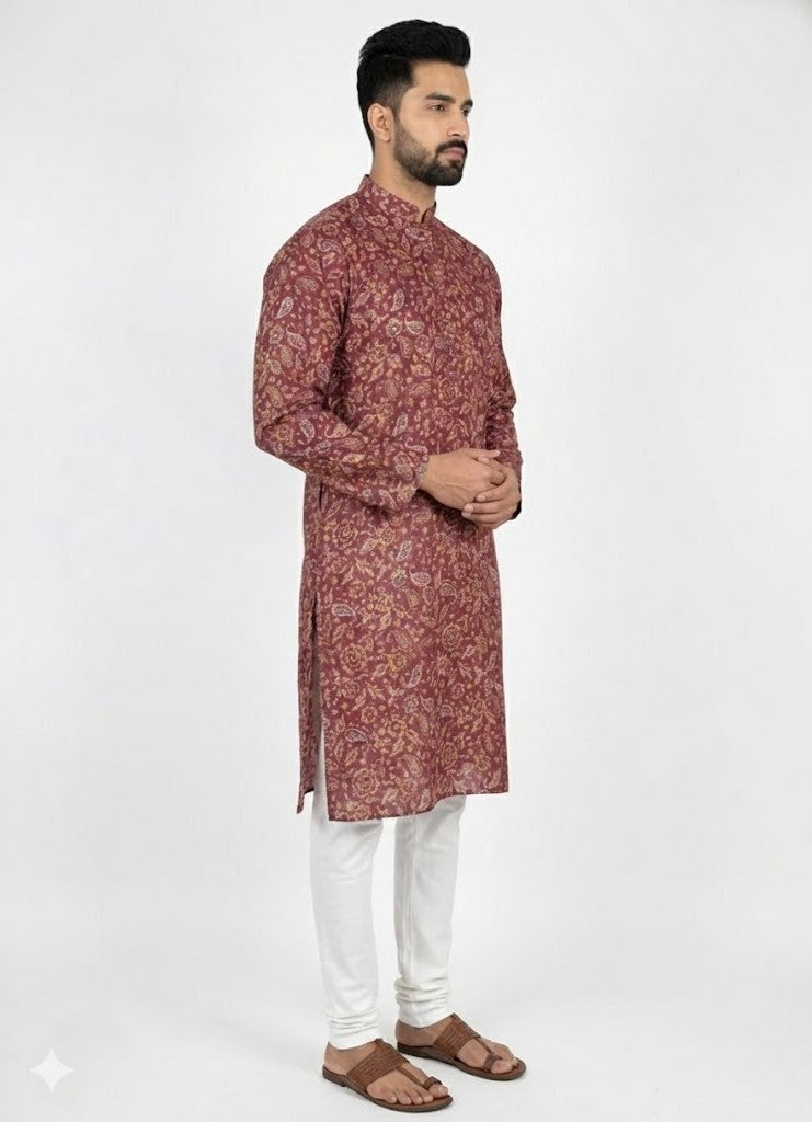 Soul Armor Mens Traditional Detailed Artwork Kurta Set