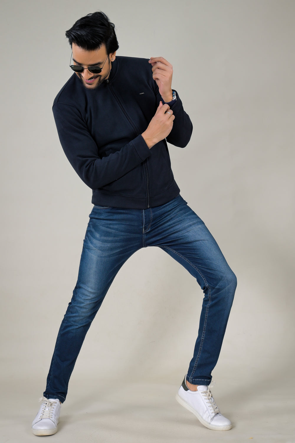 Park- Avenue Men's Stand Collar Zip-Up Sweatshirt.