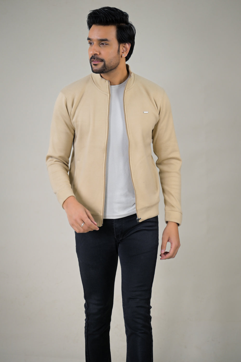 Park- Avenue Men's Stand Collar Zip-Up Sweatshirt.