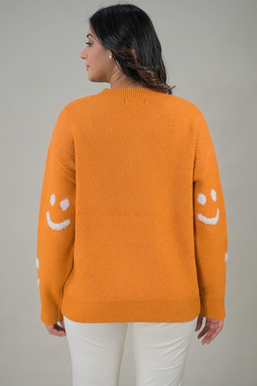 Soul Armor Knitted Smiley Print Full Sleeve Sweater