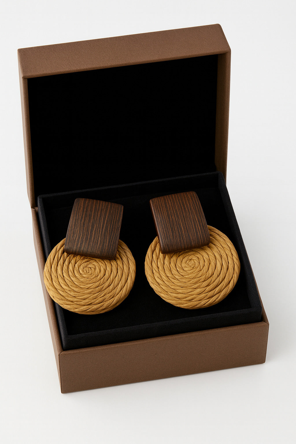 Wooden Woven Hoop Earrings