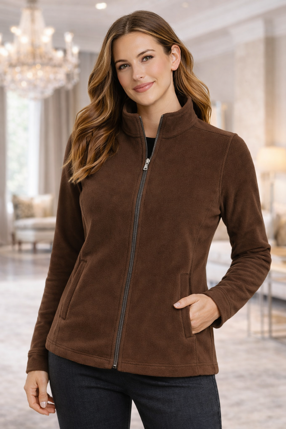 Soul Armor Solid Full Zip Fleece Winter Womens Jacket