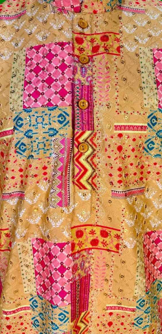 Soul Armor Mens Vibrant Folk Art Kurta Set