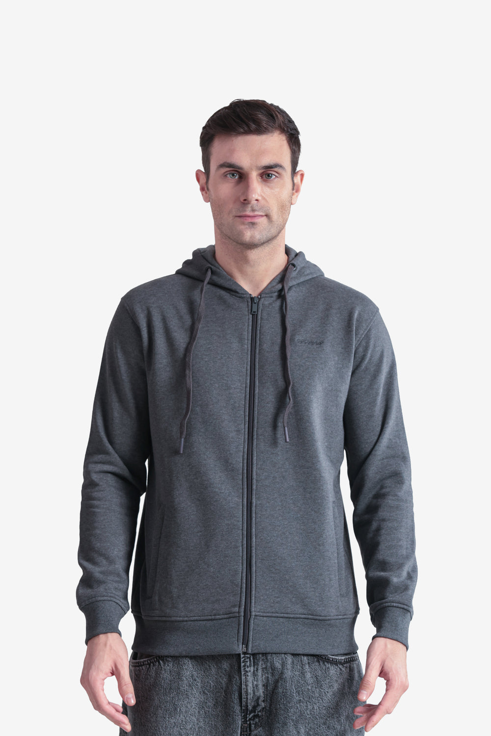 On-vers Solid Casual Zip-Up Hoodie