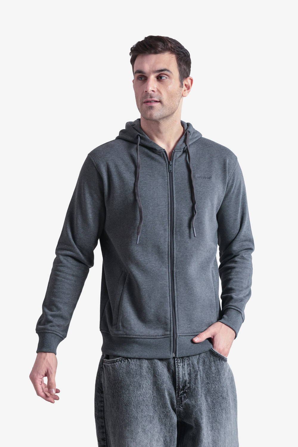 On-vers Solid Casual Zip-Up Hoodie