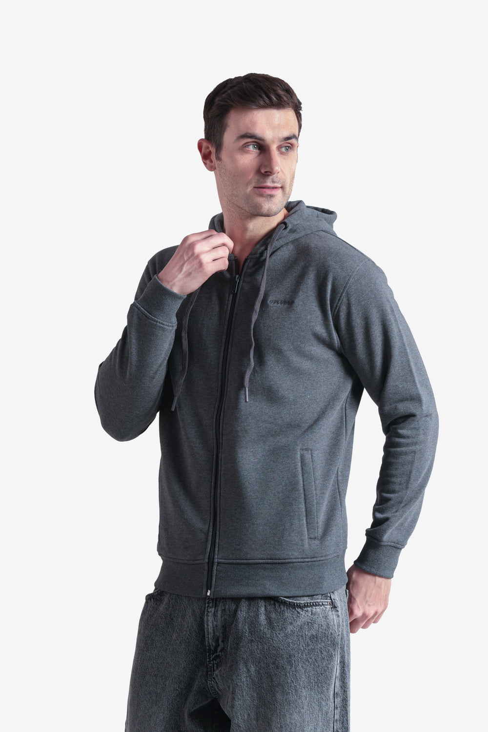 On-vers Solid Casual Zip-Up Hoodie