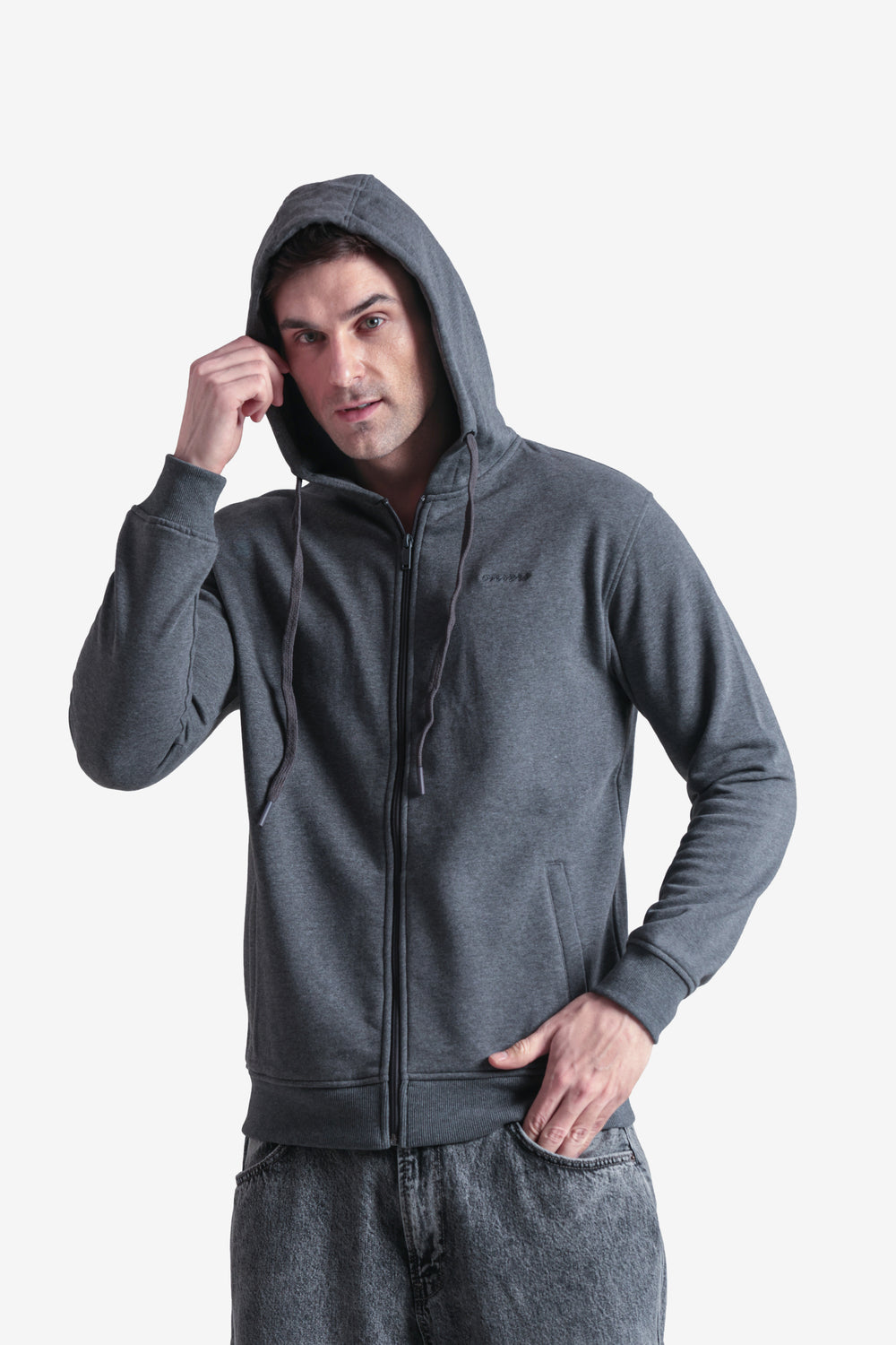 On-vers Solid Casual Zip-Up Hoodie