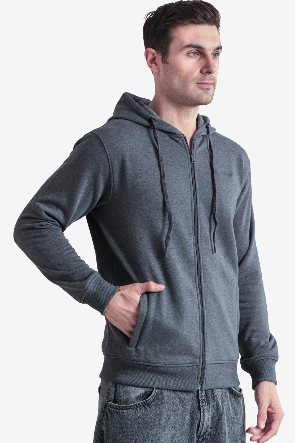 On-vers Solid Casual Zip-Up Hoodie