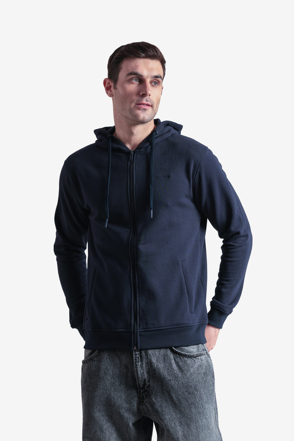 On-vers Solid Casual Zip-Up Hoodie