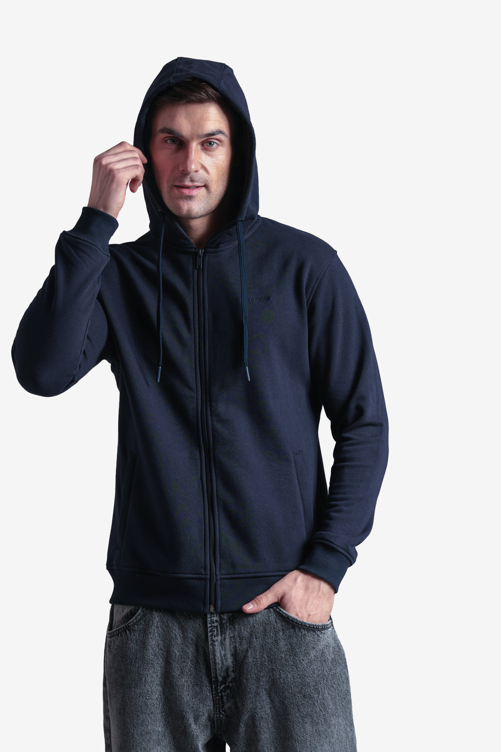 On-vers Solid Casual Zip-Up Hoodie