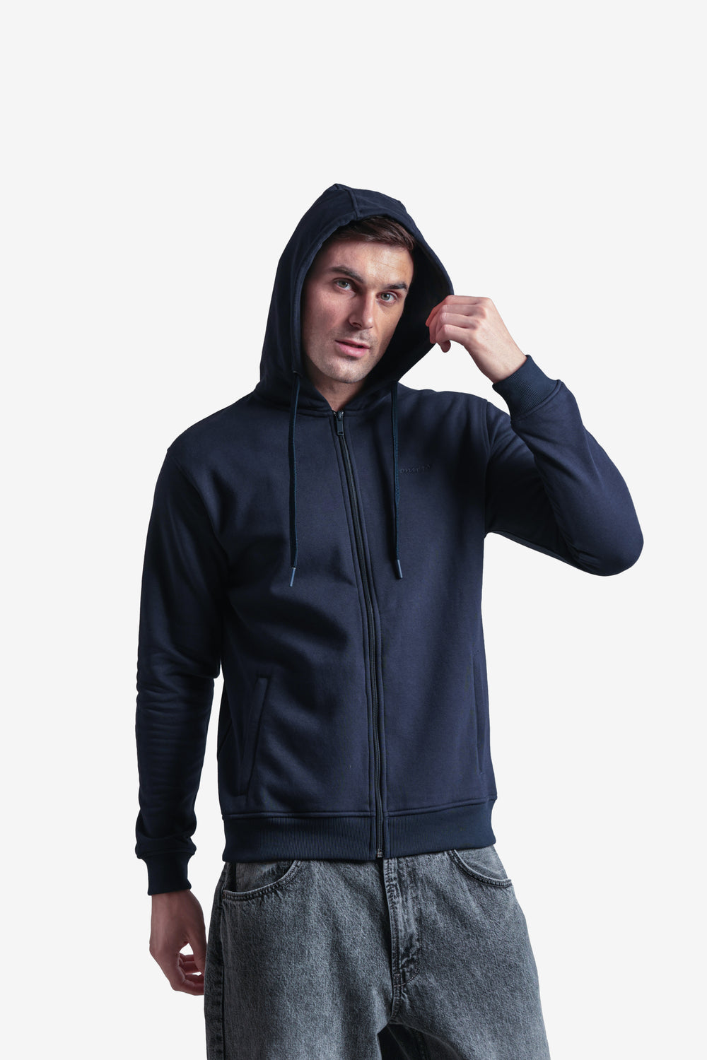 On-vers Solid Casual Zip-Up Hoodie