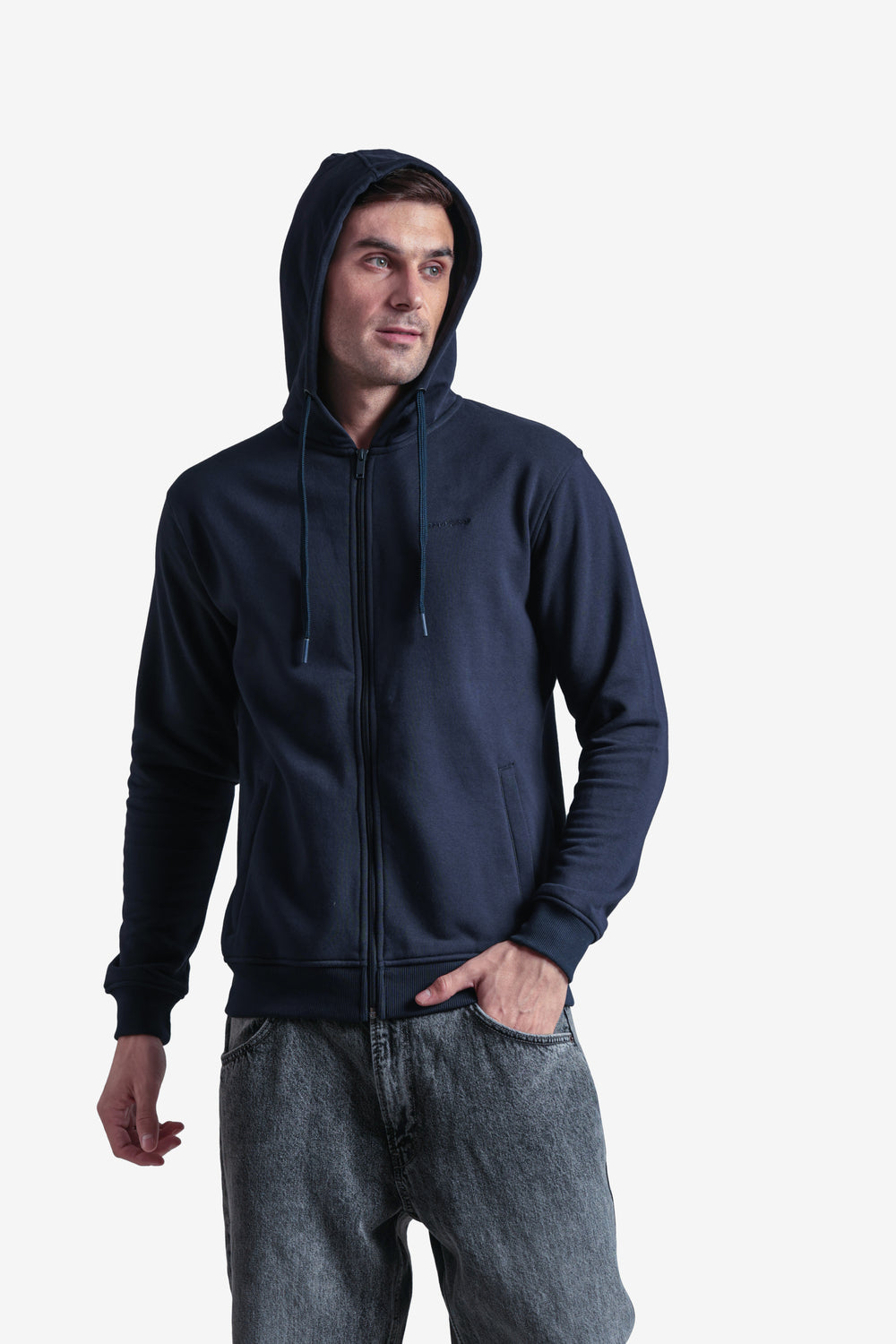 On-vers Solid Casual Zip-Up Hoodie