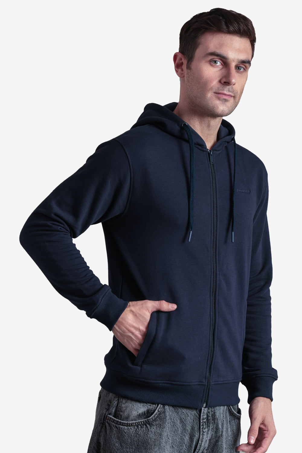 On-vers Solid Casual Zip-Up Hoodie