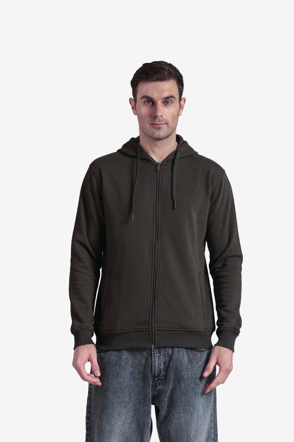 On-vers Solid Casual Zip-Up Hoodie