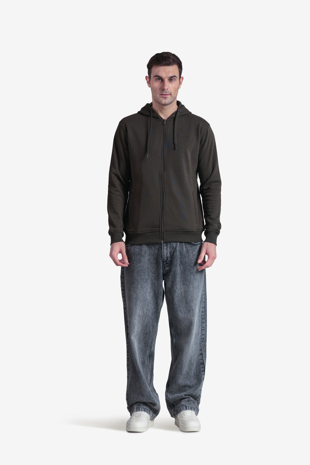 On-vers Solid Casual Zip-Up Hoodie