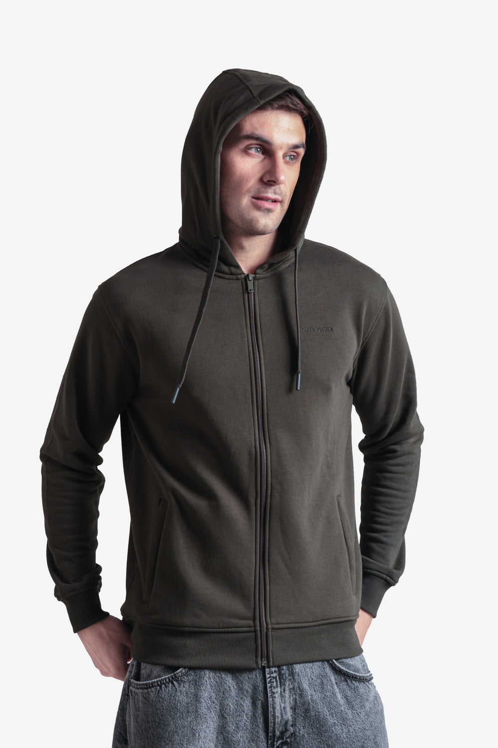 On-vers Solid Casual Zip-Up Hoodie