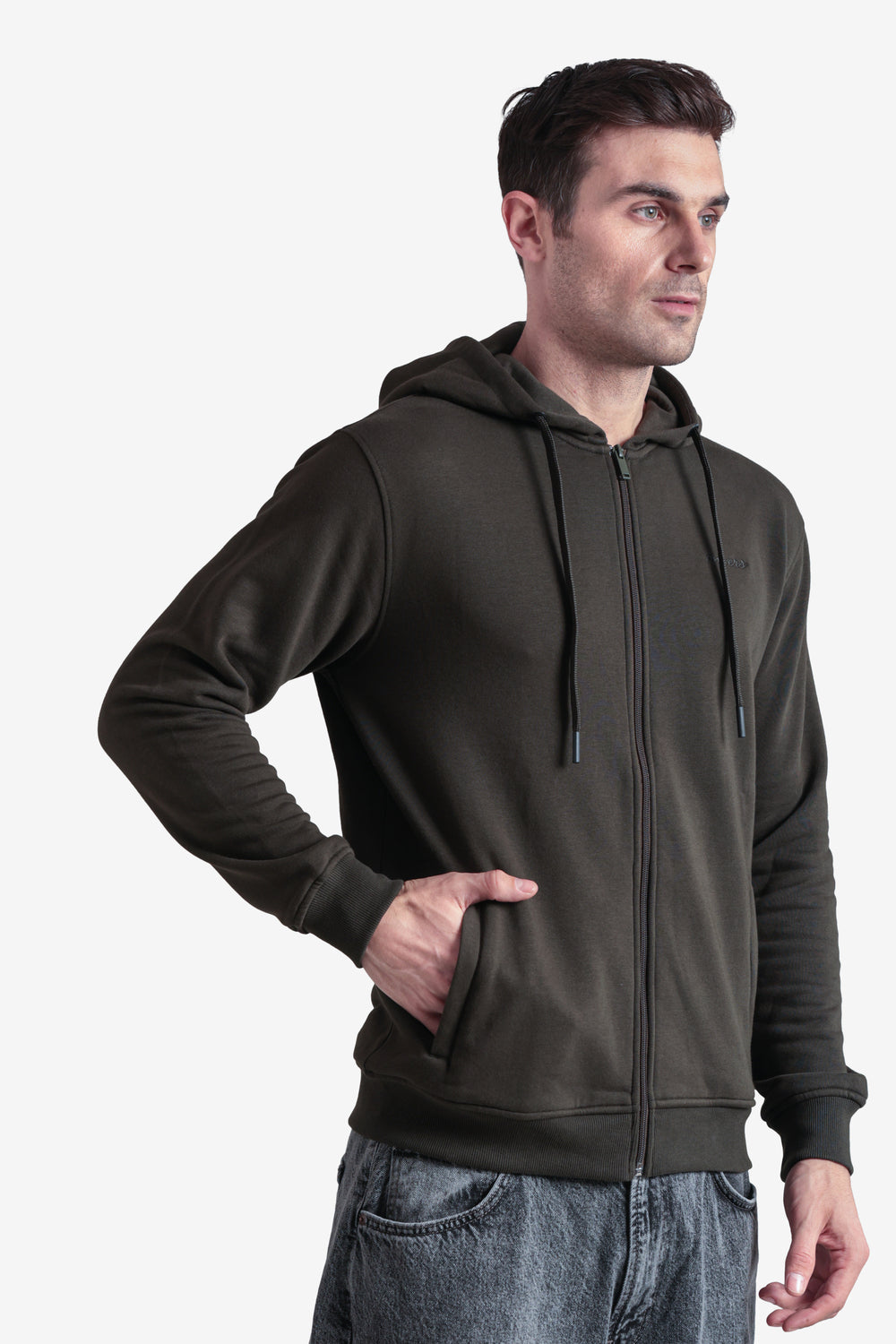 On-vers Solid Casual Zip-Up Hoodie