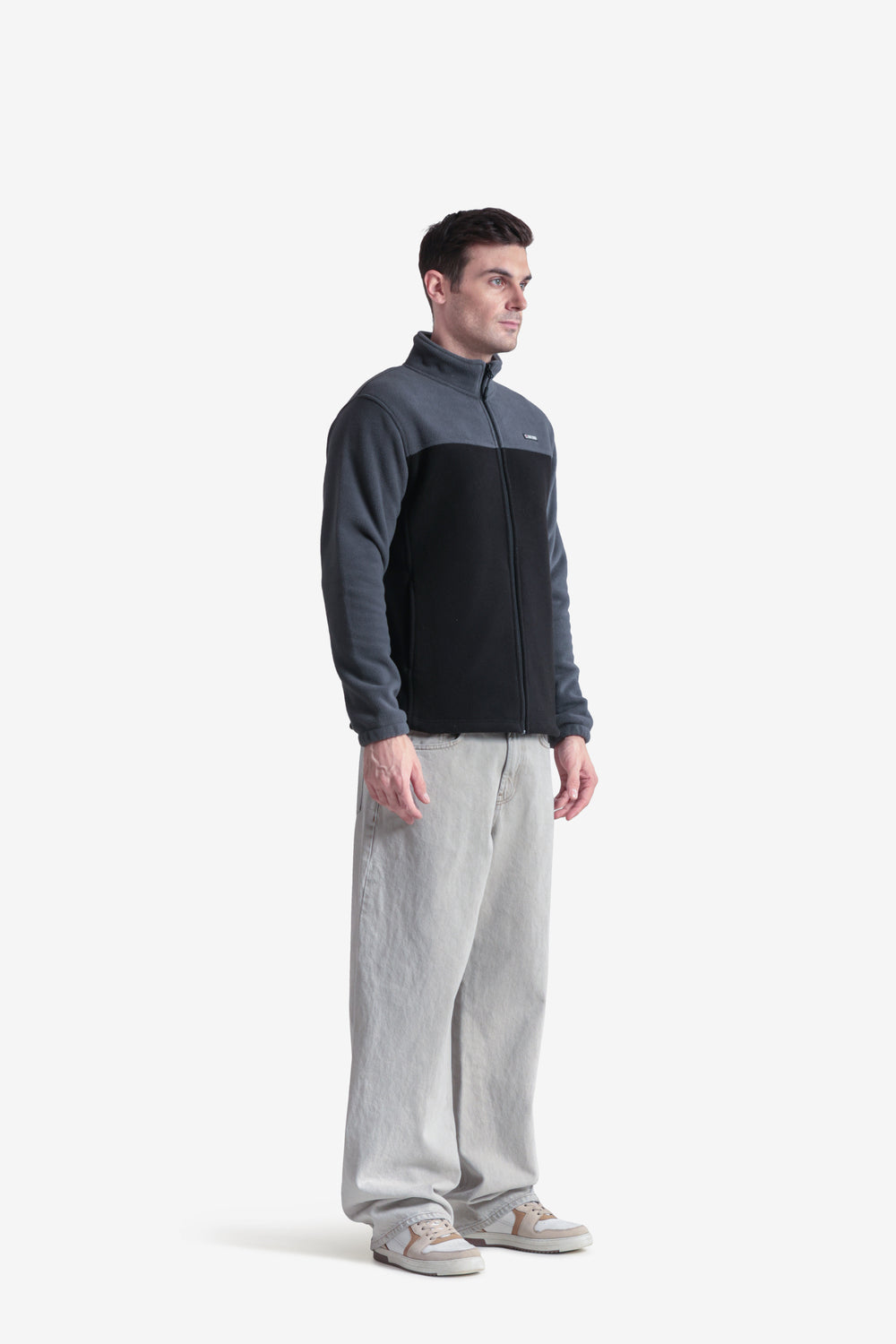 Dual-Color Warm Full Zip Fleece Sweatshirt