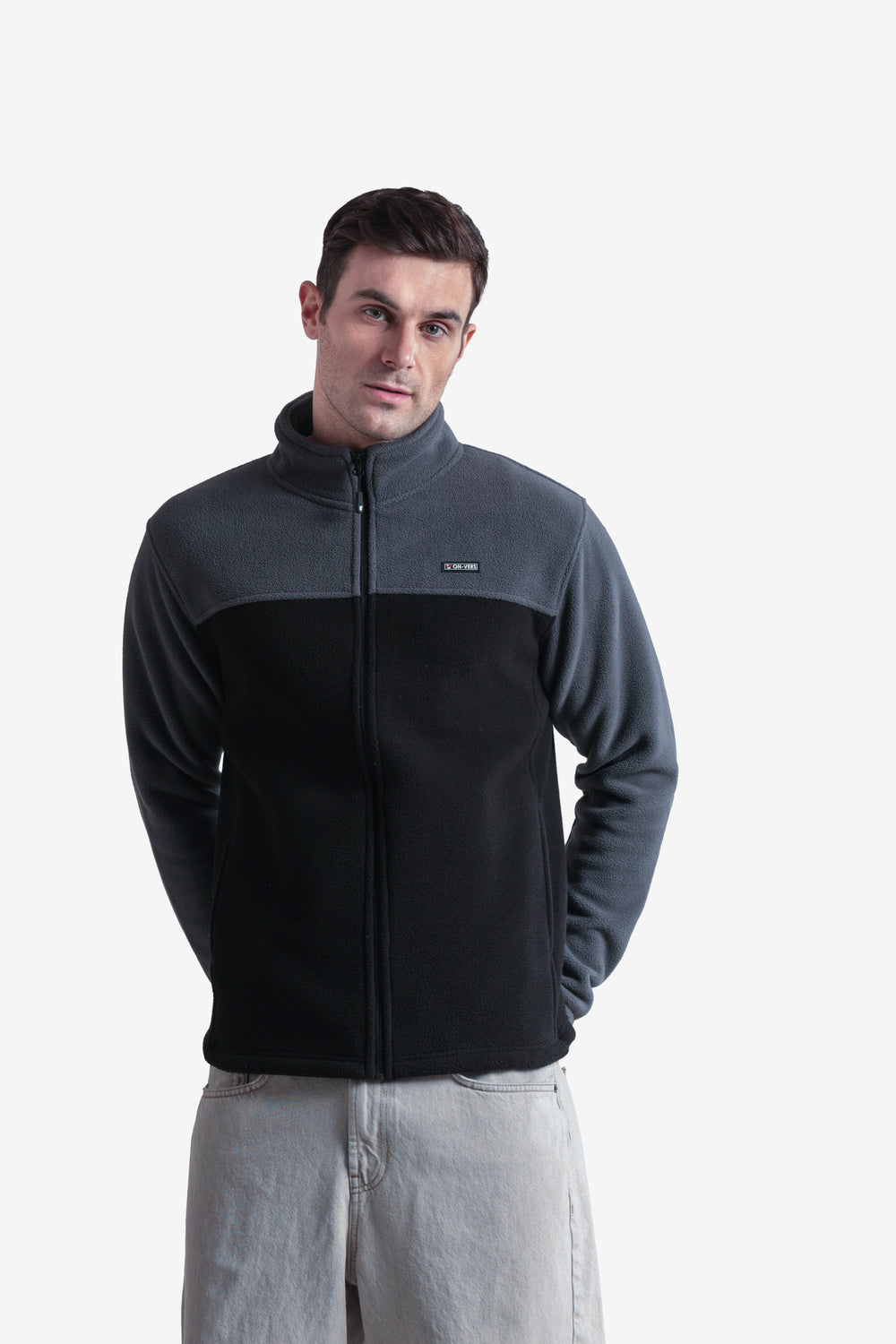 Dual-Color Warm Full Zip Fleece Sweatshirt