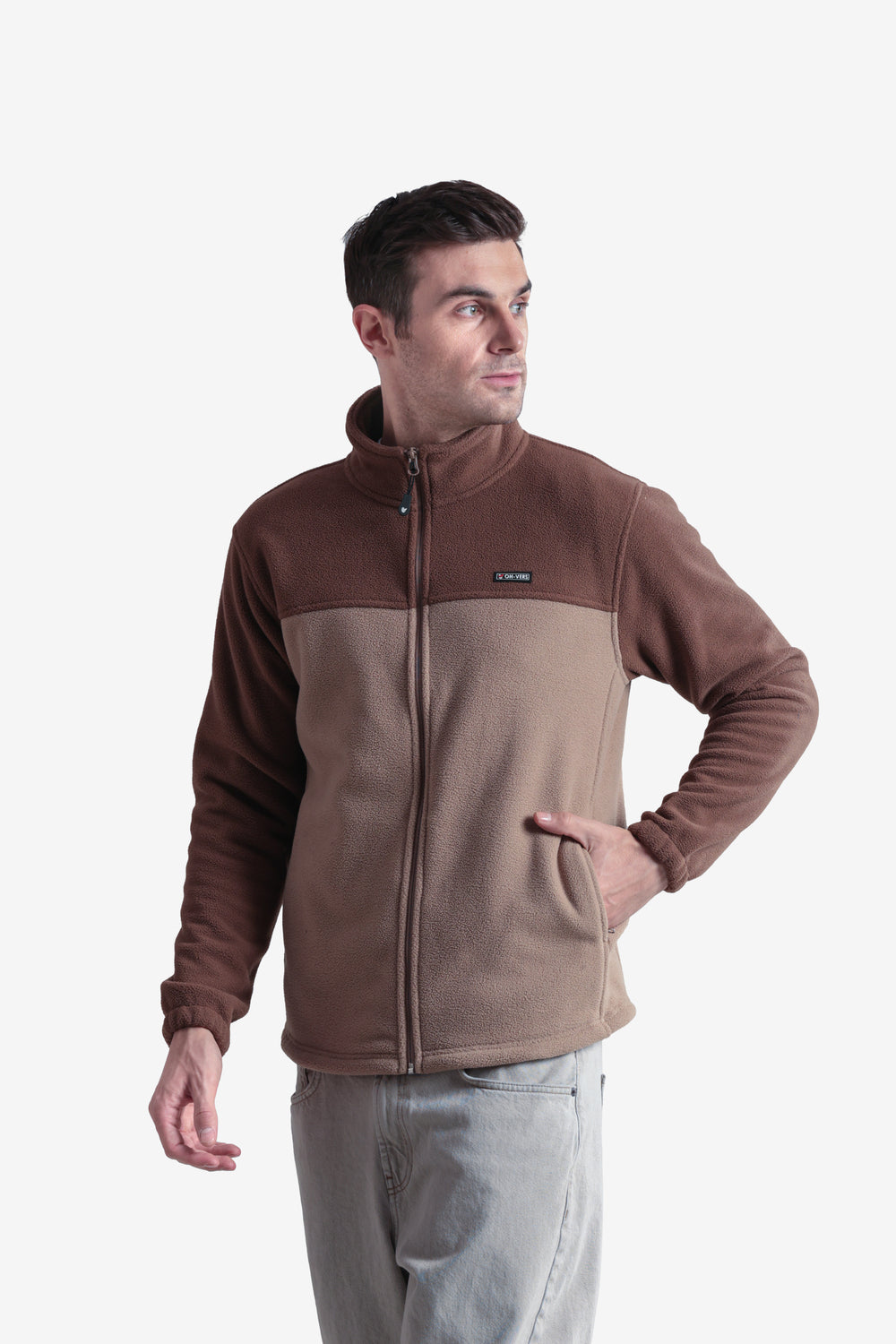 Dual-Color Warm Full Zip Fleece Sweatshirt