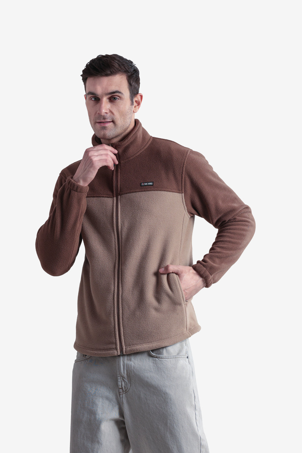 Dual-Color Warm Full Zip Fleece Sweatshirt